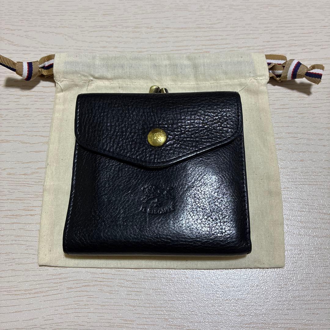 ILBISONTE レザー製 二つ折り財布 黒 イルビゾンテ IL BISONTE 財布 二つ折り財布 メンズ レディース