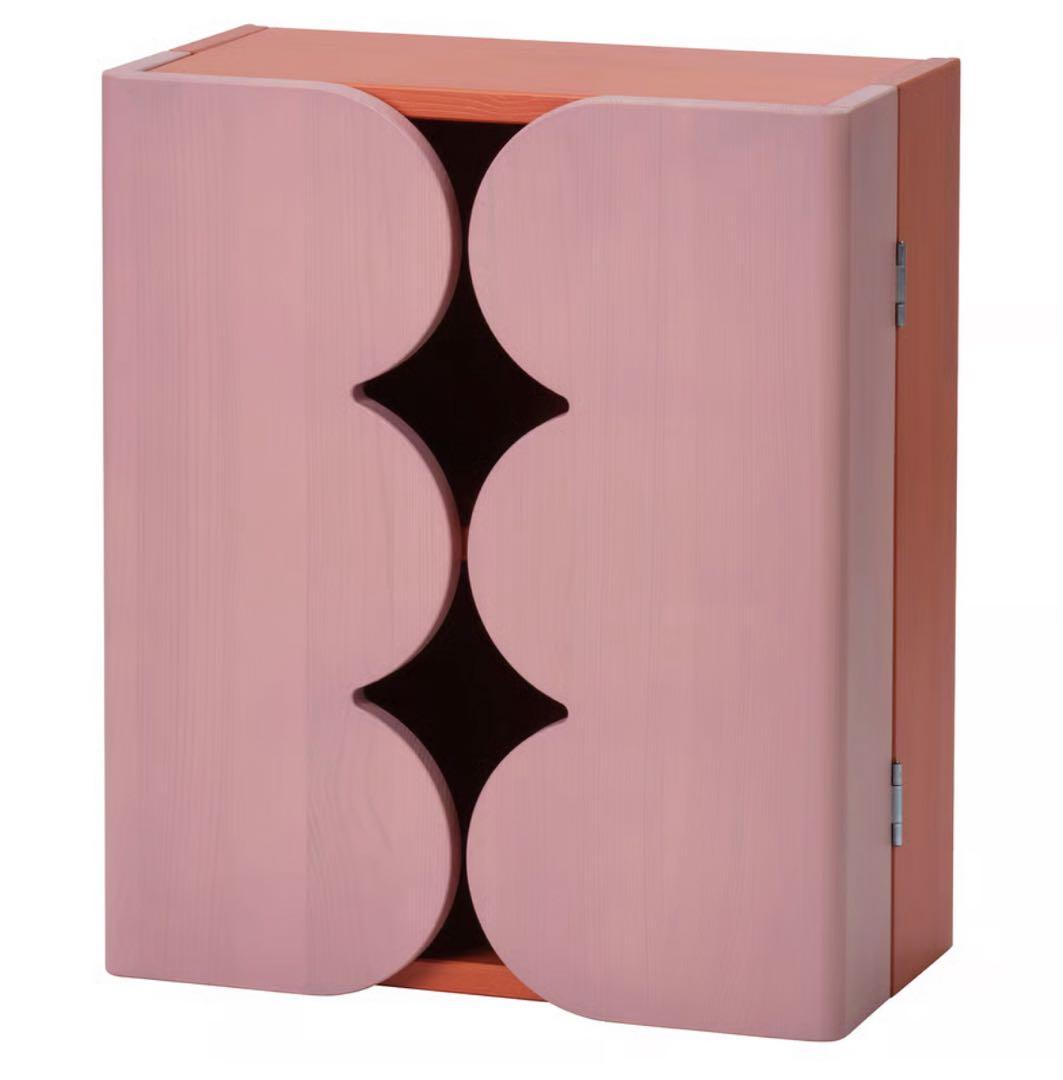 限定品　OMMJÄNGE オッミェンゲ　キャビネット OMMJÄNGE オッミェンゲ キャビネット 扉2/棚板1付き, ピンク オレンジ