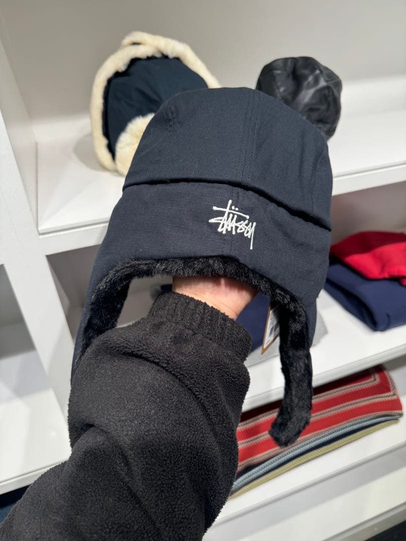 極少量stussy 25FW RIPSTOP TRAPPER CAP 黒L/XL Stussy Ripstop Trapper Cap 