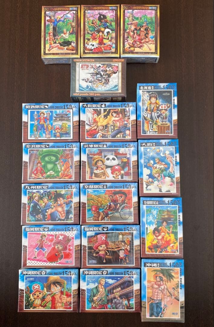 未開封 ONE PIECE ワンピース 地域限定 150ピース パズル セット ④ONE PIECE ワンピース 北海道限定ミニパズル150ピース 完成品7個
