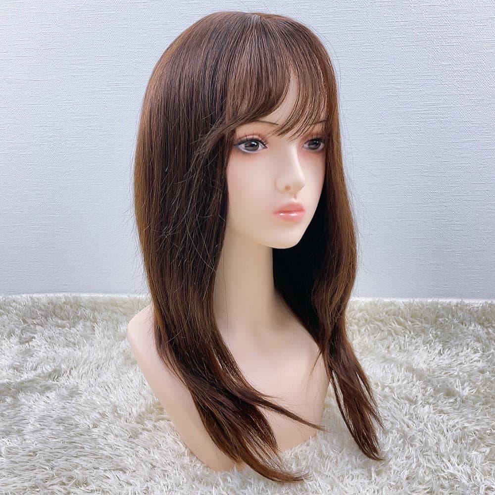 B*a様 人毛100% フルウィッグ 医療用 ロングストレート ライトブラウン フルウィッグ人毛100%人毛ウィッグ医療ウィッグロングストレート広い