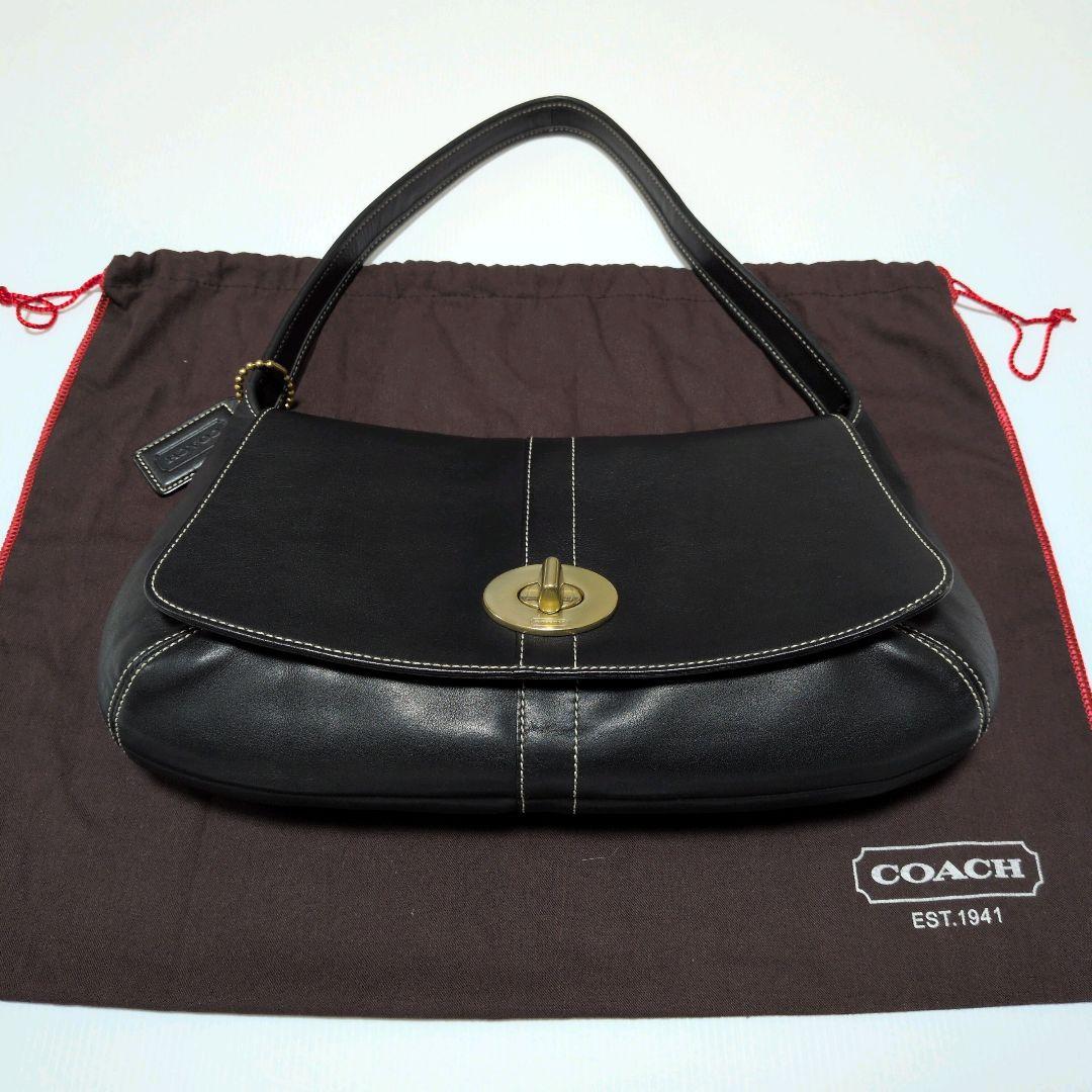 P　COACH　ショルダーバッグ　11254　ターンロック　収納袋付き COACH◇オールドコーチターンロックショルダーバッグ/レザー/BLK/9936