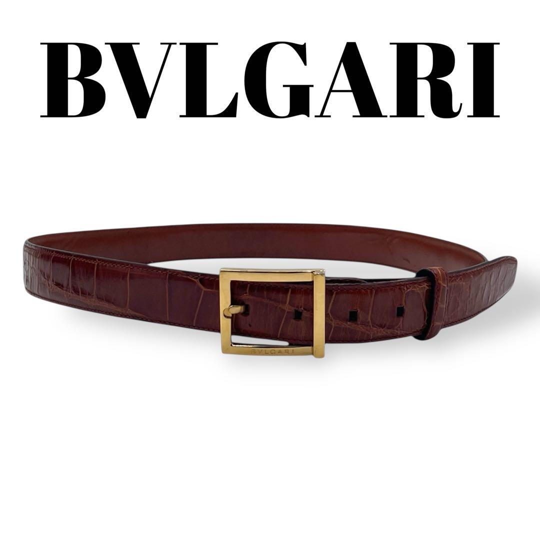 BVLGARI ブルガリ クロコダイル ベルト ロゴモチーフ 中古・古着通販】BVLGARI (ブルガリ) サークル ロゴ ベルト ブラック