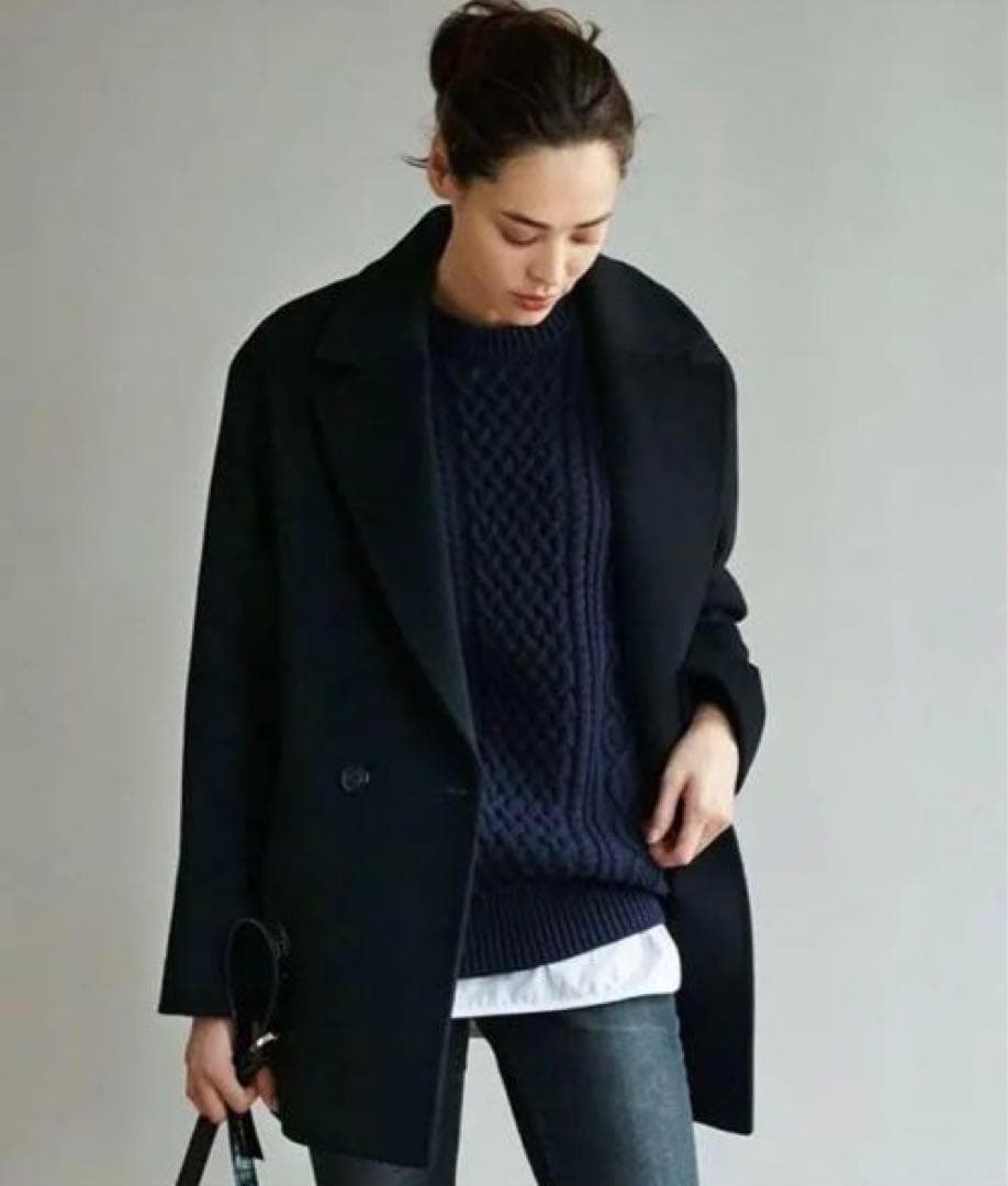 23区 ウールアンゴラビーバー チェスターコート 38 黒 オーバーサイズ CLASSY.1月号掲載】ウールカシミヤビーバー チェスターコート / 23区