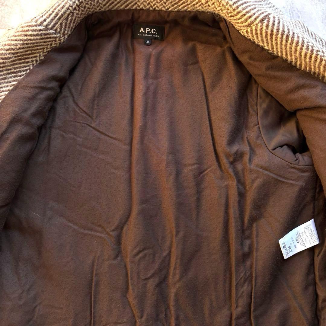 A.P.C.】アーペーセー チェスターフィールドコート ヘリンボーン柄 36