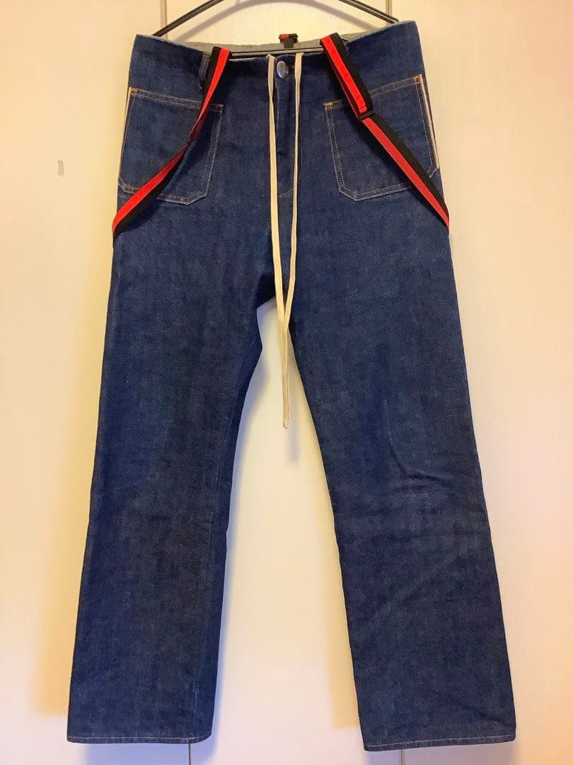 モモコハウス⭐︎★SUNSEA(サンシー) サスペンダー　デニムパンツ セール】メタルジップサスペンダーオーバードレープデニムパンツ