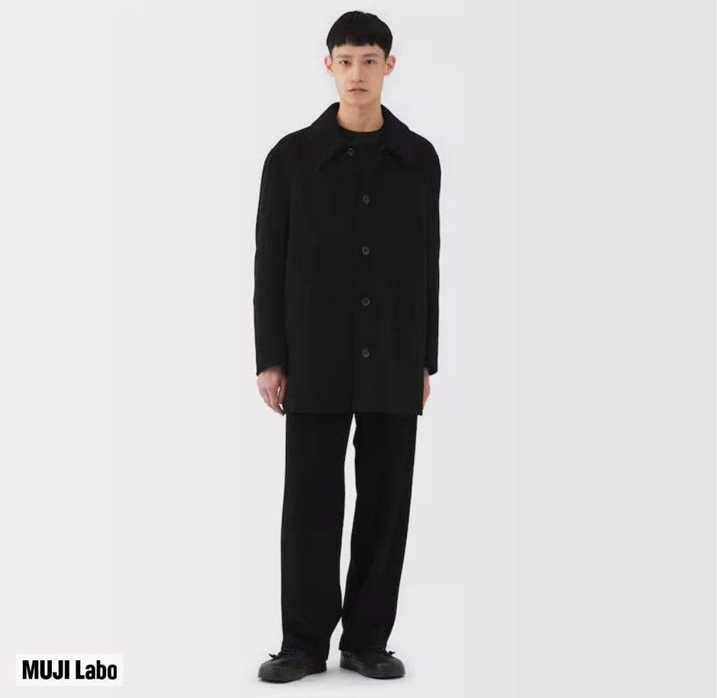 MUJI Labo カシミヤ混ショートステンカラーコート XL 黒 未使用タグ付