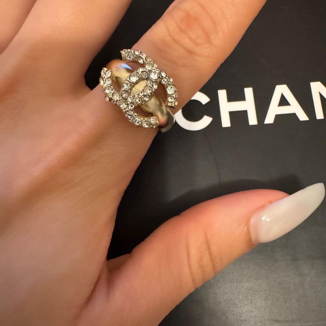 CHANEL リング 指輪 シャネル CCロゴ ココマーク ラインストーン