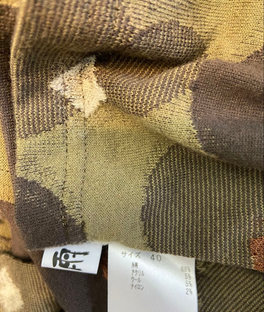 センソユニコ 慈雨☆綿混長袖カットソー☆40カーキ系ドット柄☆未使用
