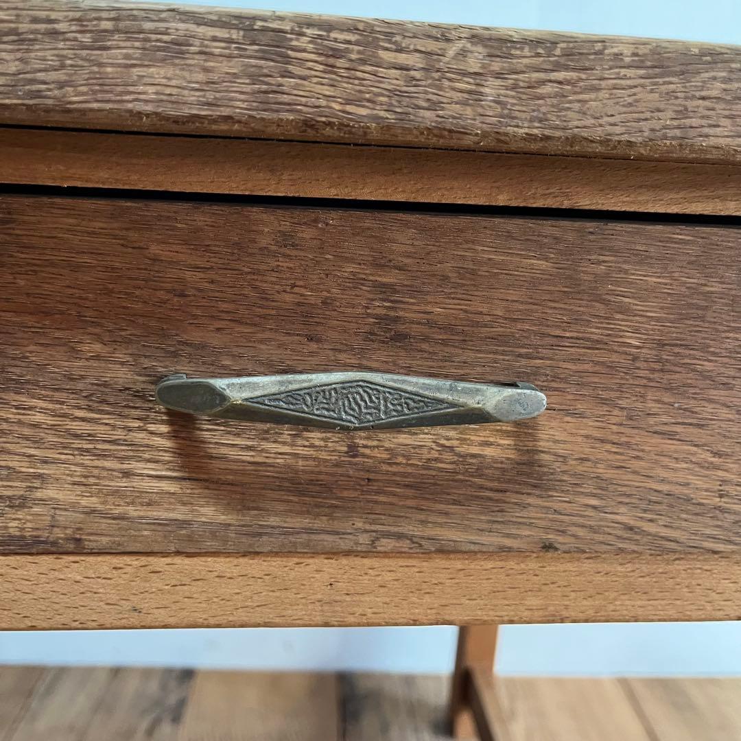 アンティーク テーブル 栗材 ナラ オーク シャビー 無塗装 古道具 《送料込》