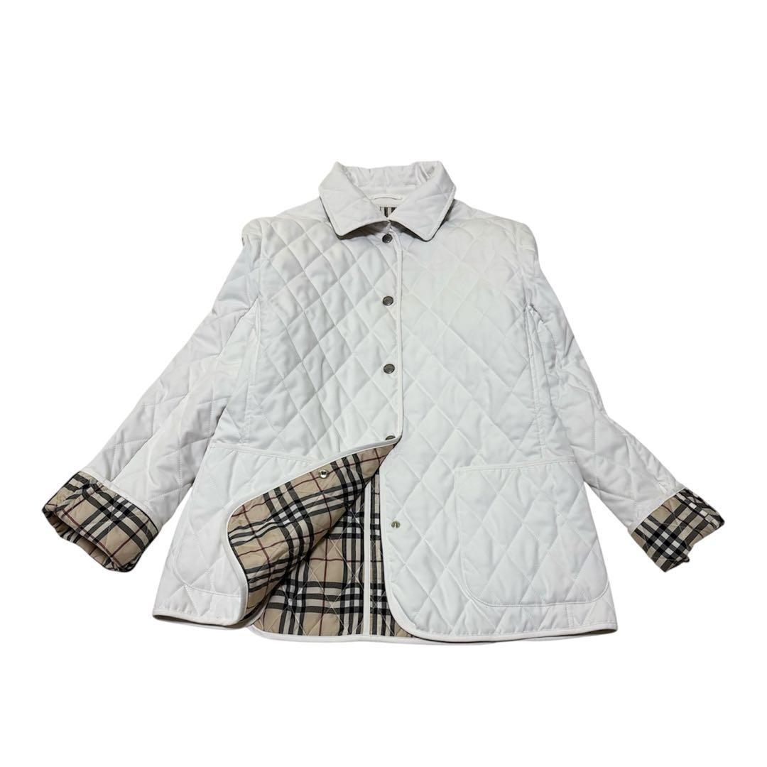良品 バーバリーロンドン キルティングジャケット ノバチェック オフ