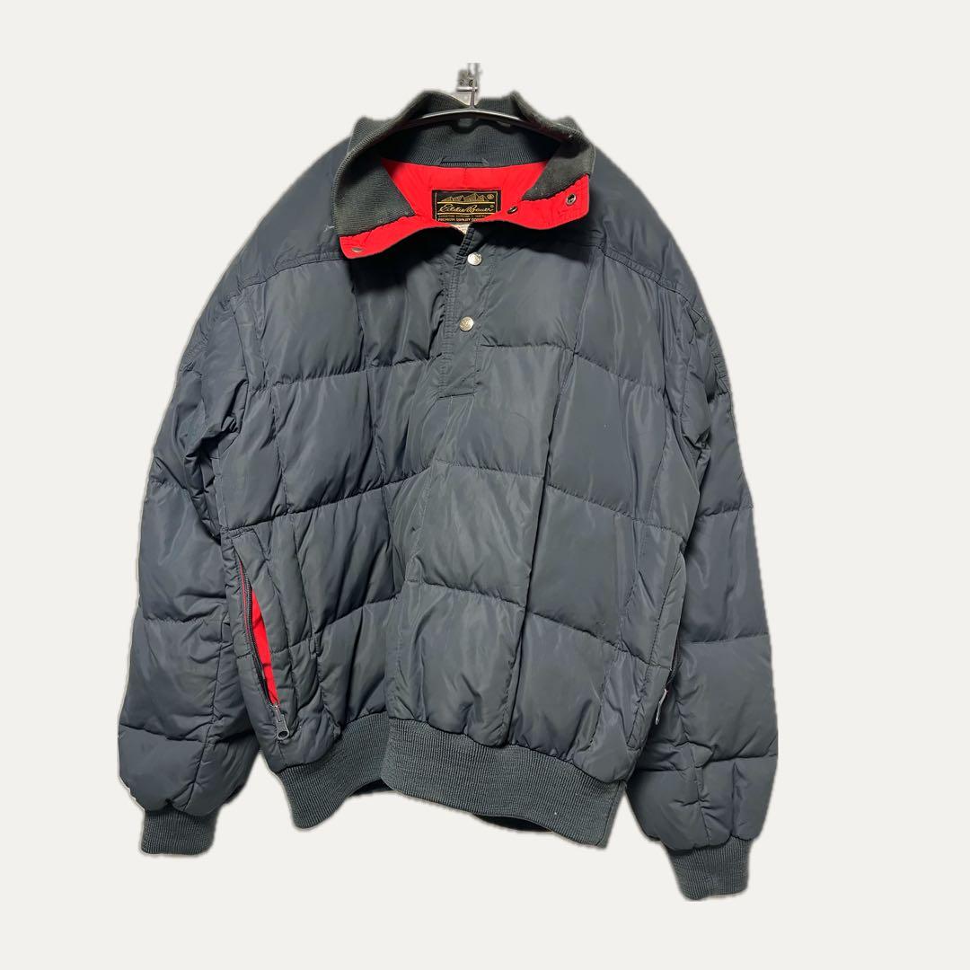 80s 90s 黒タグ エディーバウアー プルオーバー ダウンジャケット M