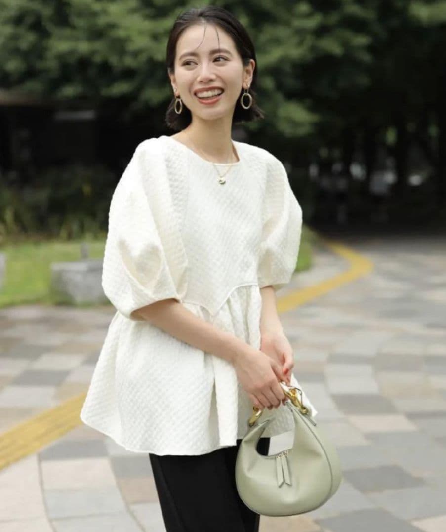 カデュネ CADUNE ジャガードペプラムブラウス ジャガードペプラム