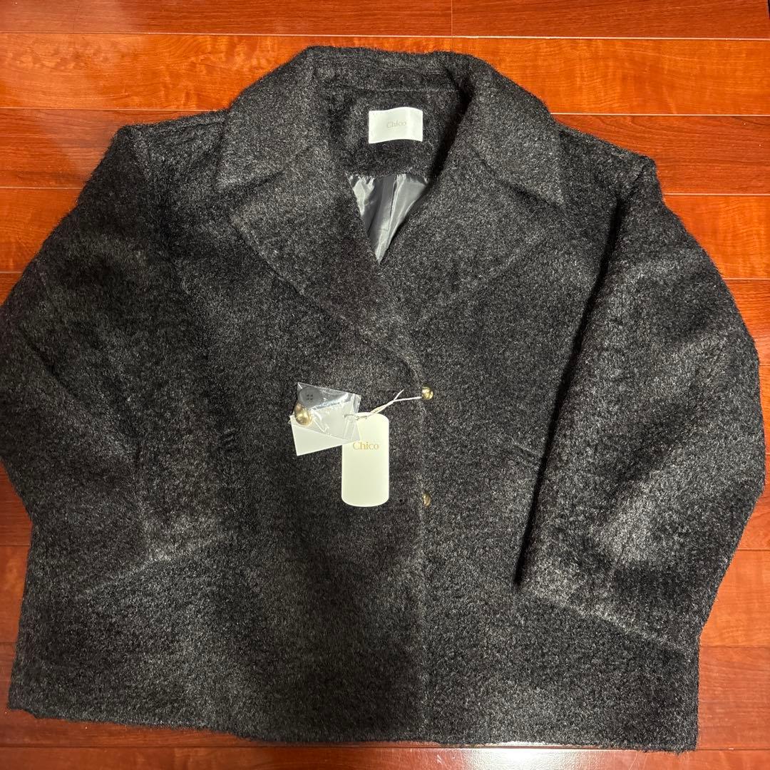Chico 金釦シャギールーズコート チャコールグレー Chico（チコ） コート アウター 金釦シャギールーズコート レディース