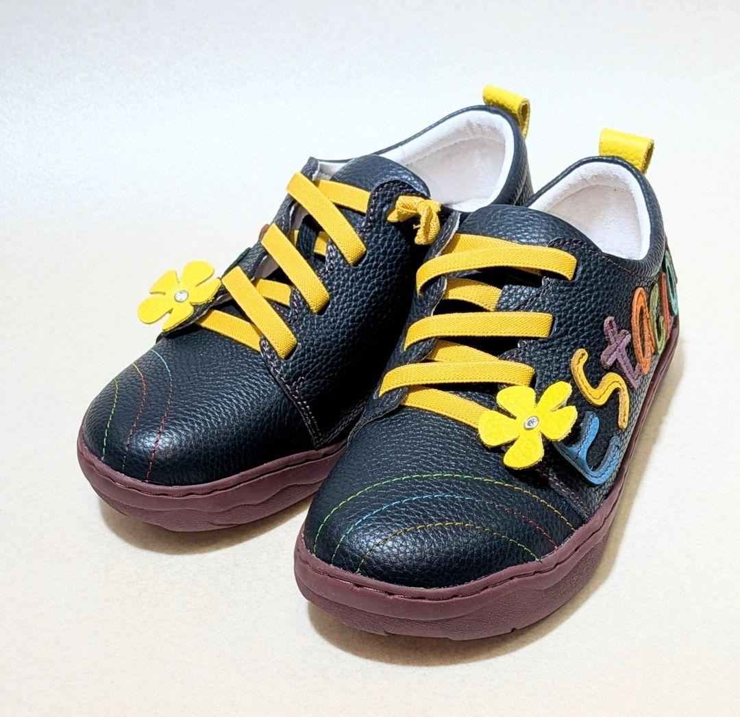 『新品・未使用』エスタシオン本革スニーカー SSサイズ MH1824【ﾚﾃﾞｨｰｽ】Estacion～エスタシオン～・立体フラワーデザイン本革