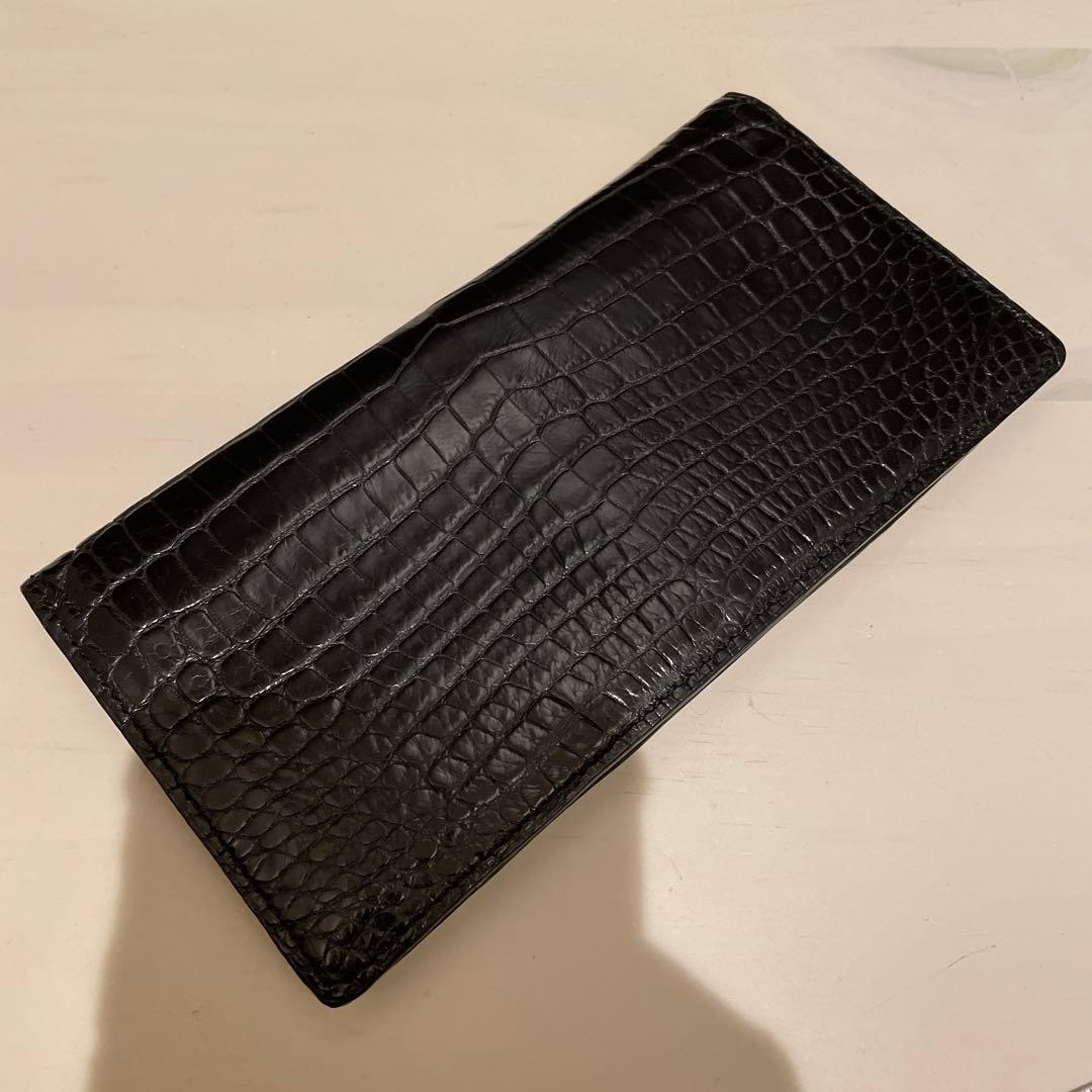 美品！ クロコダイル ポロサス 長財布 ブラック JRA sankyo shokai（三京商会） ［期間限定価格］スモールクロコダイル