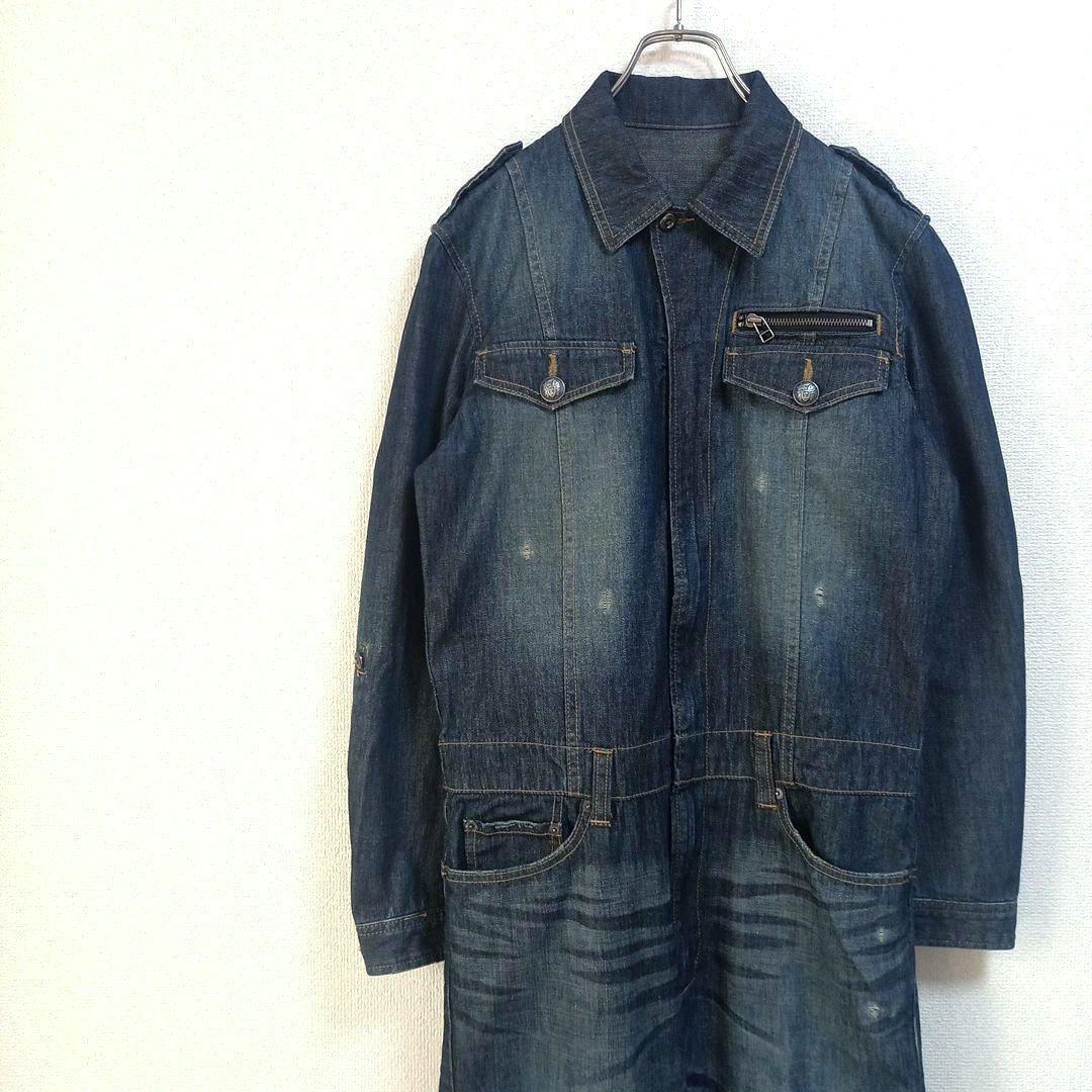 ルパート ダメージ加工デニムつなぎ オールインワン バンソン ヒゲ 色落ち 安い 通販ファッション - ルパート ダメージ加工デニムつなぎ