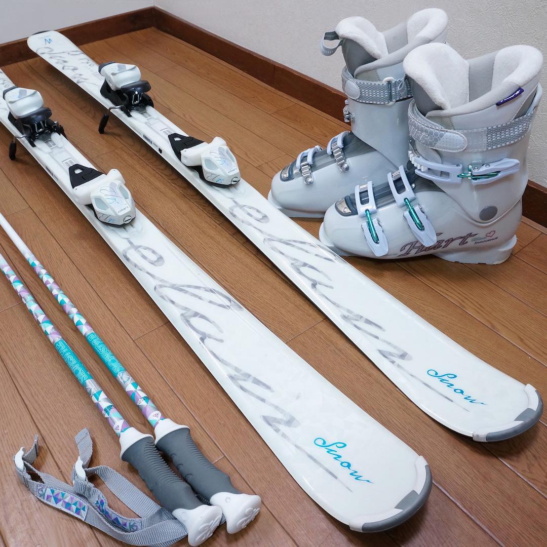メンテ済 146cm 靴25.5cm ELAN レディース スキーセット elan（エラン） スキー 4点 セット レディース ELAN 23-24 SNOW WHITE