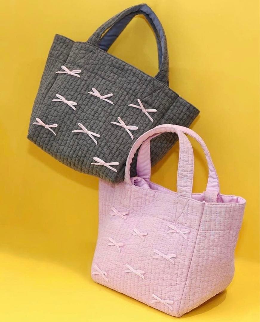 gypsohila ジプソフィア リボンバッグ トートバッグ グレー S - メルカリ