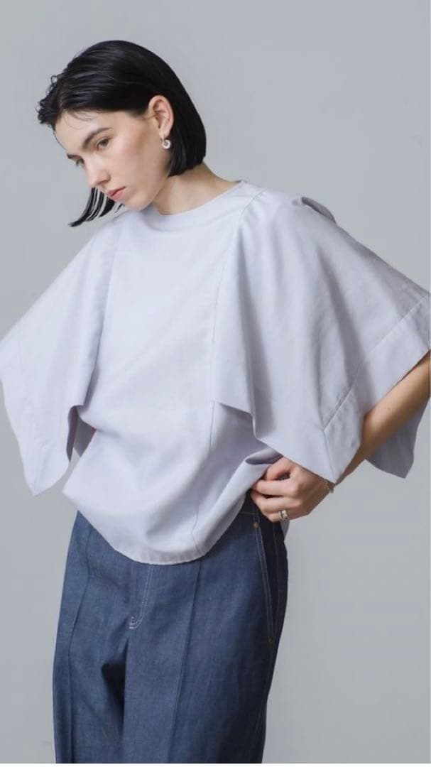 ebure エブール　2024SSブラウス 未使用 ebure(エブール)｜【店舗限定】ドレープポプリン ノーカラーブラウス