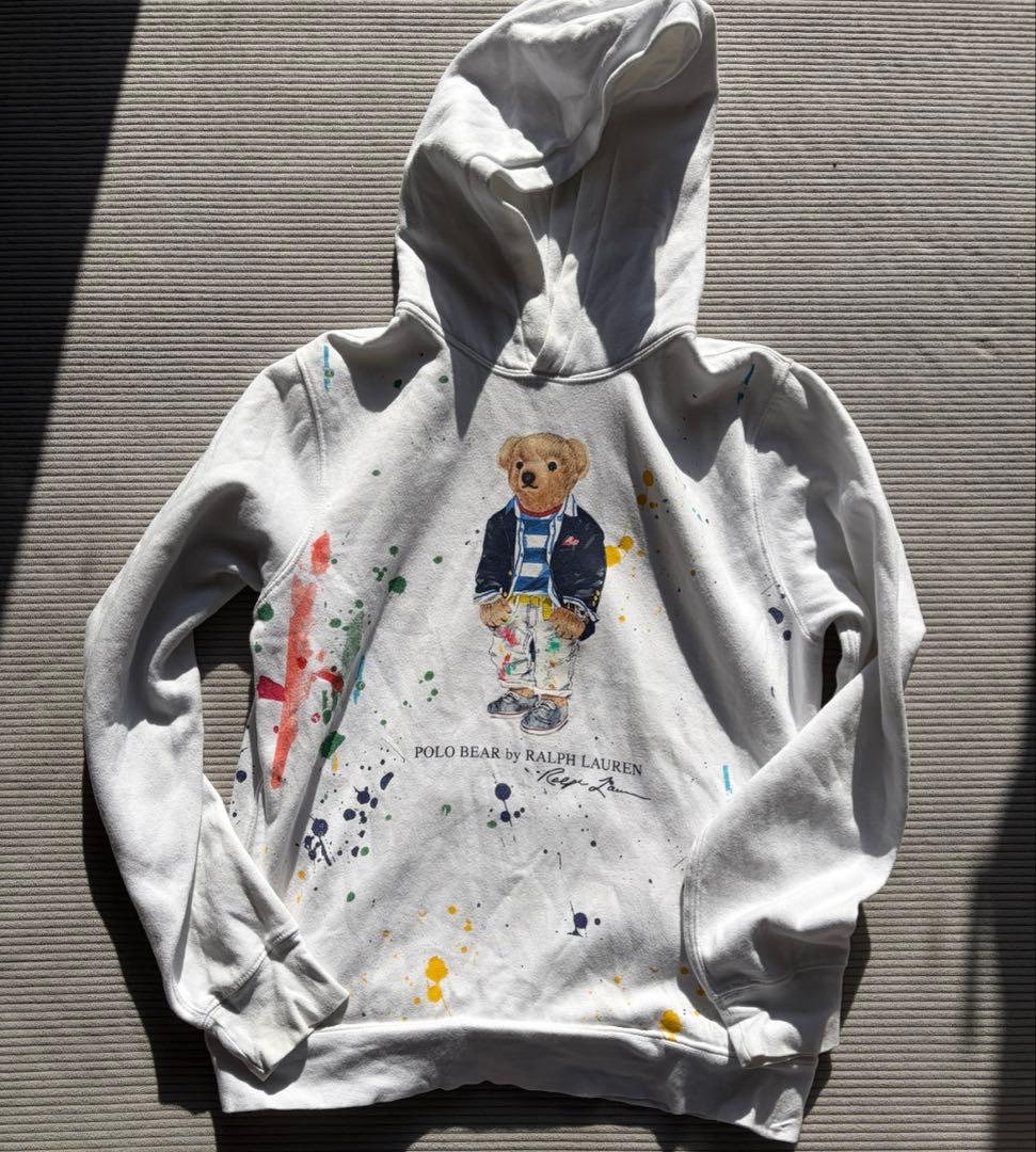 ポロベア　ポロラルフローレン ペインティングパーカー ホワイト 楽天市場】ポロベア パーカー POLO RalphLauren ポロ ラルフローレン