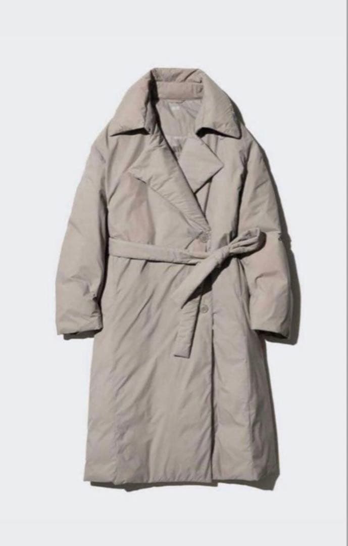 未使用◇UNIQLO ベージュベルテッド ロングコート L オシャレ 春はコレ1枚で十分かも。ユニクロUの新作コートは〇〇〇を取り外して