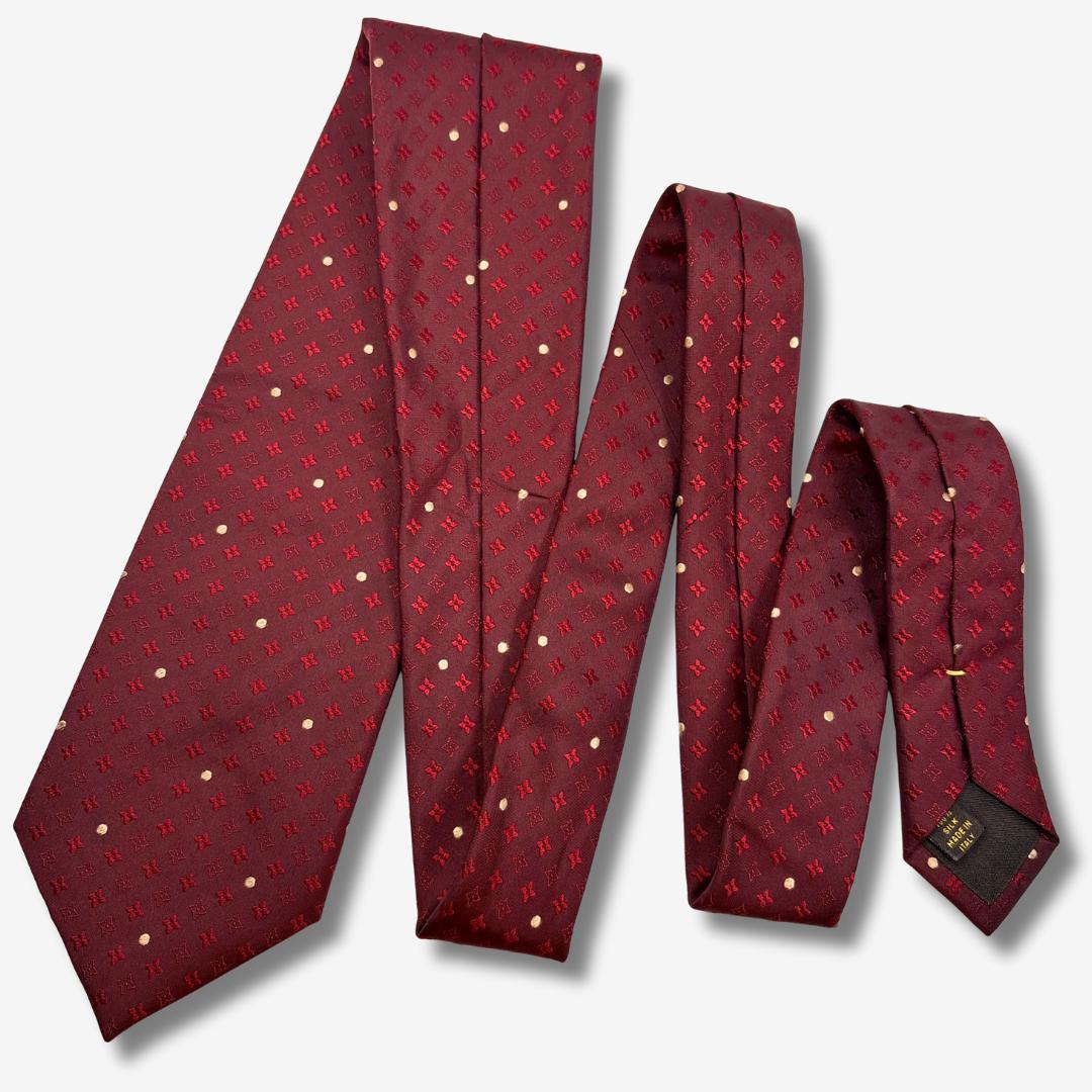 LOUIS VUITTON シルクネクタイ モノグラム ドット柄 ボルドー
