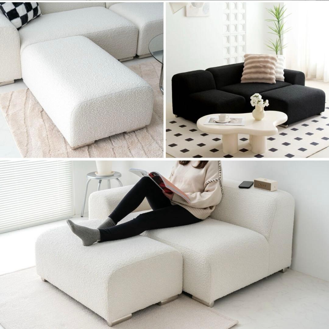ソファ オットマン ホワイトファブリック 韓国インテリアおしゃれ 収納付きスツール オットマン ソファ チェア 椅子 ファブリック