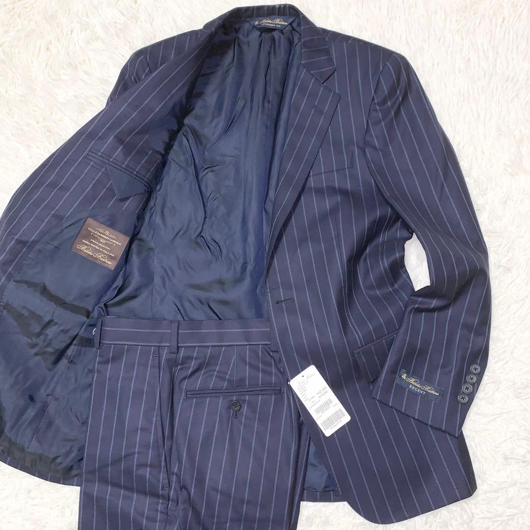 新品 ブルックスブラザーズ カノニコ社生地 スーツ ストライプ ネイビー M相当 極美品 ブルックスブラザーズ【伊】カノニコ社製 高級素材 極上の逸品