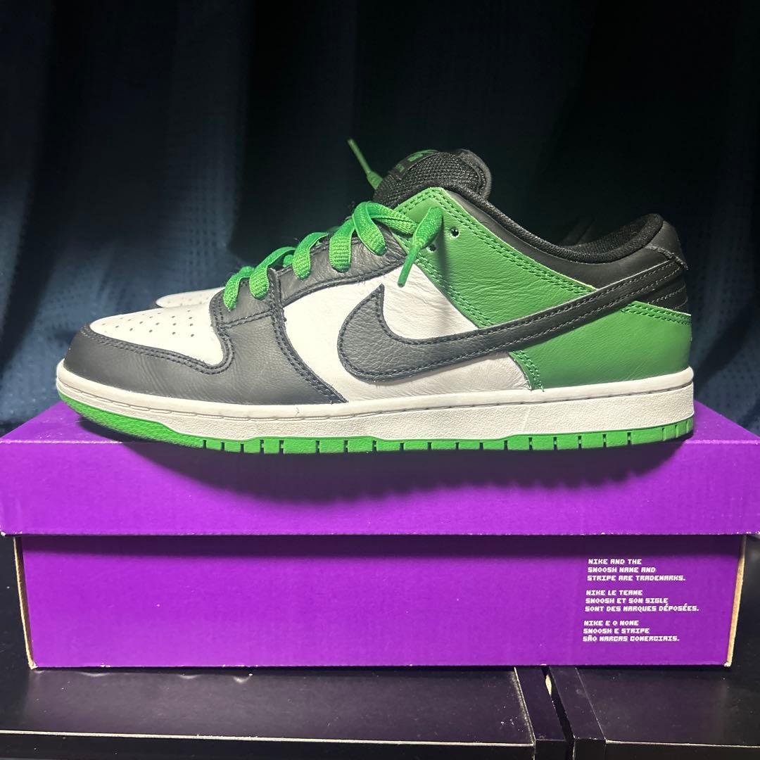 スケートボード Nike Dunk Low Pro SB Black/White/Green Nike Dunk SB Pro 'Classic Green' Black and Green Toe Board Shoes