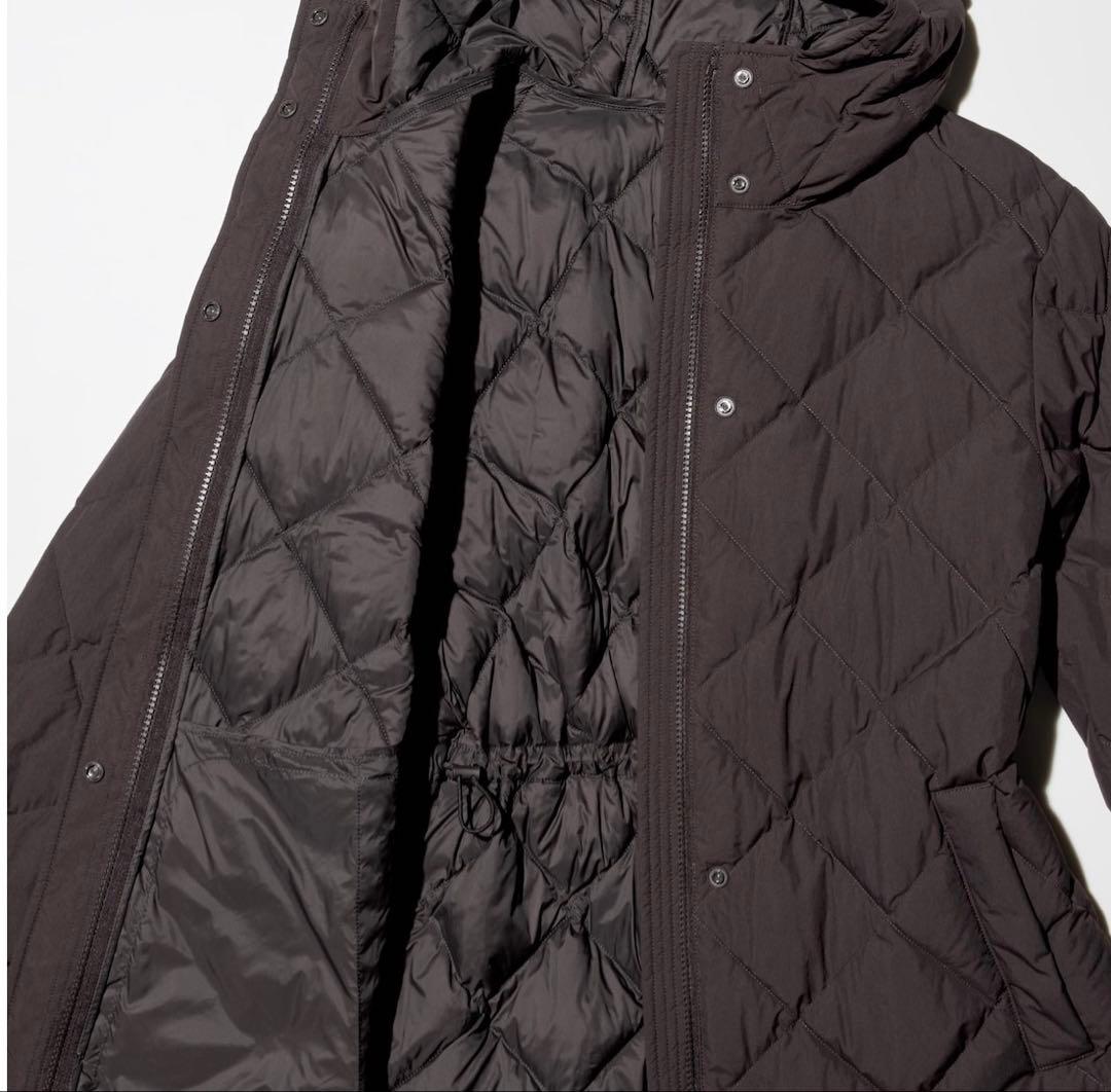 新品 UNIQLO パフテックロングコートリラックスフィット ブラウン S