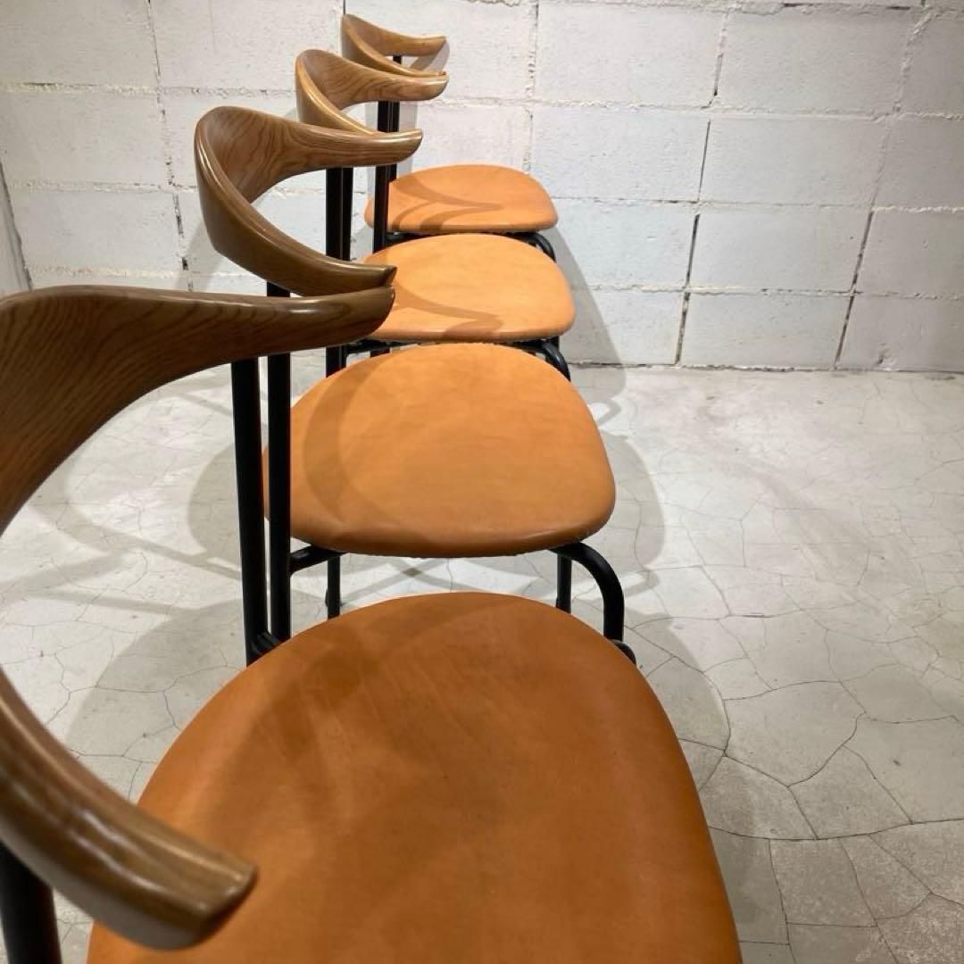 CRASH GATE クラッシュゲート ダイニングチェア 4脚 キャメル 本革