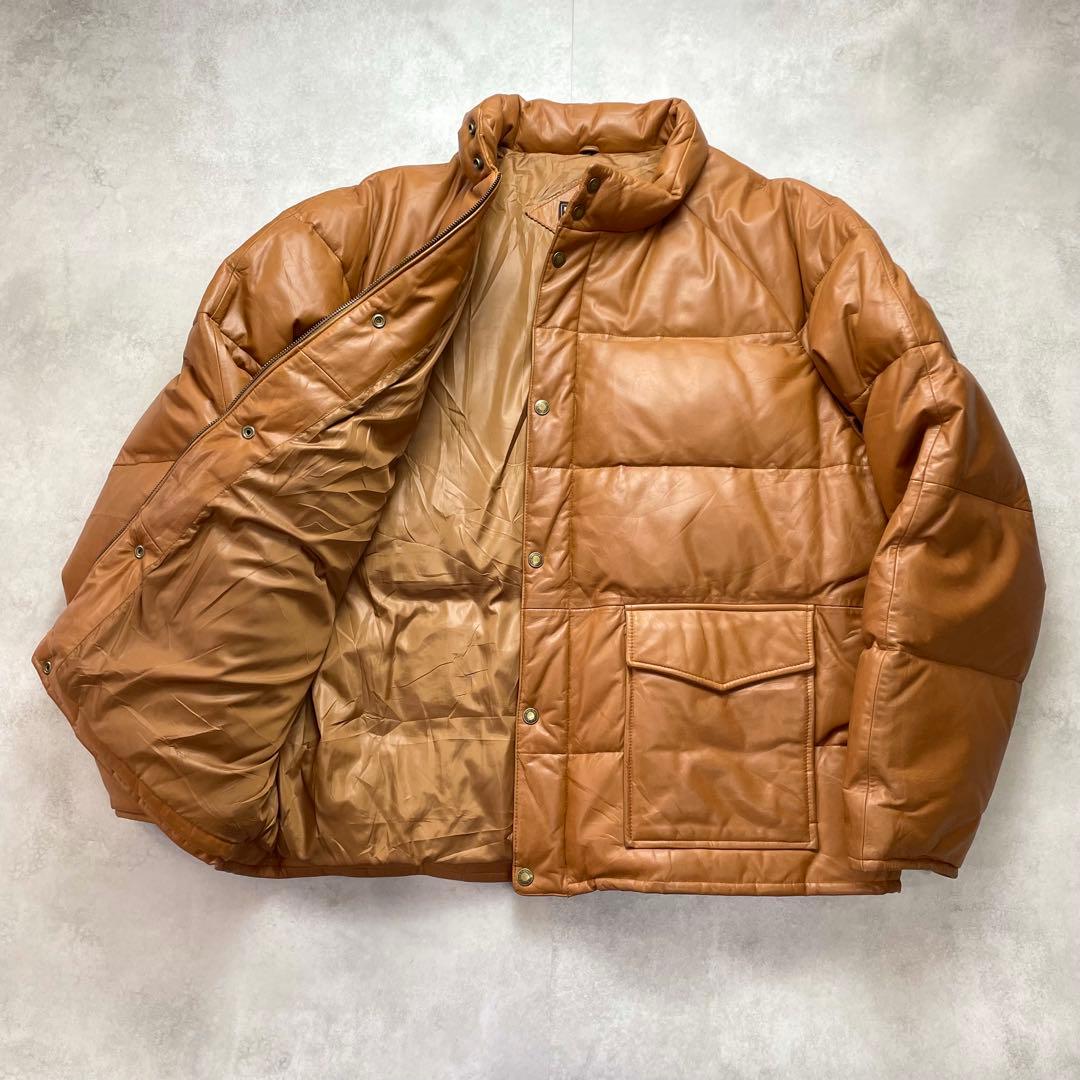 希少2XL✨ウィンドアーマー オールレザーダウンジャケット 本革 キャメル 3L フリーダムレザー 革ジャン レザージャケット ラムレザー レザーダウン