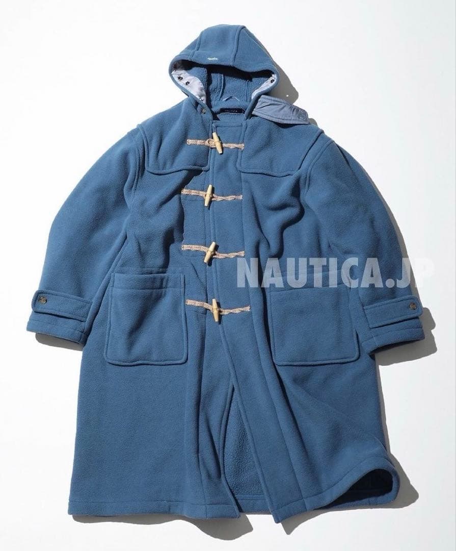 ヤ*ナ様 NAUTICA フリース ダッフルコート ブルー L NAUTICA（ノーティカ） ビッグサイズ USA製 ハーフジップ フリース