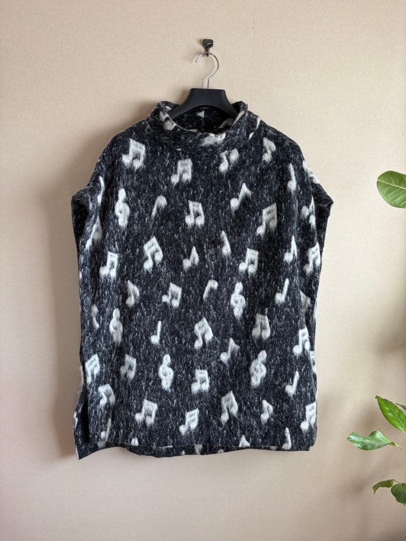 りんりん様ポールスミスシャギービッグポンチョ音符柄 ポールスミスPaul Smith CARLO BARBERA音符柄ウールチェック