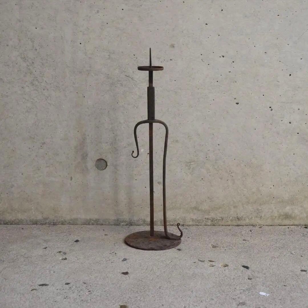 明治時代　鉄製　燭台　高さ可変　オブジェ　骨董品　アンティーク dyo-0070_1.jpg