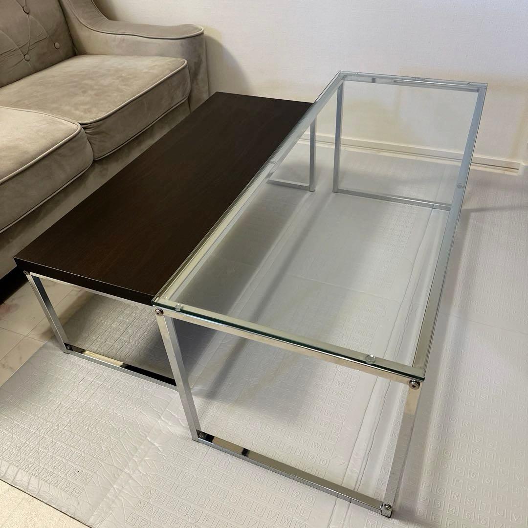 ガラステーブル ローテーブル 角型 2点セット