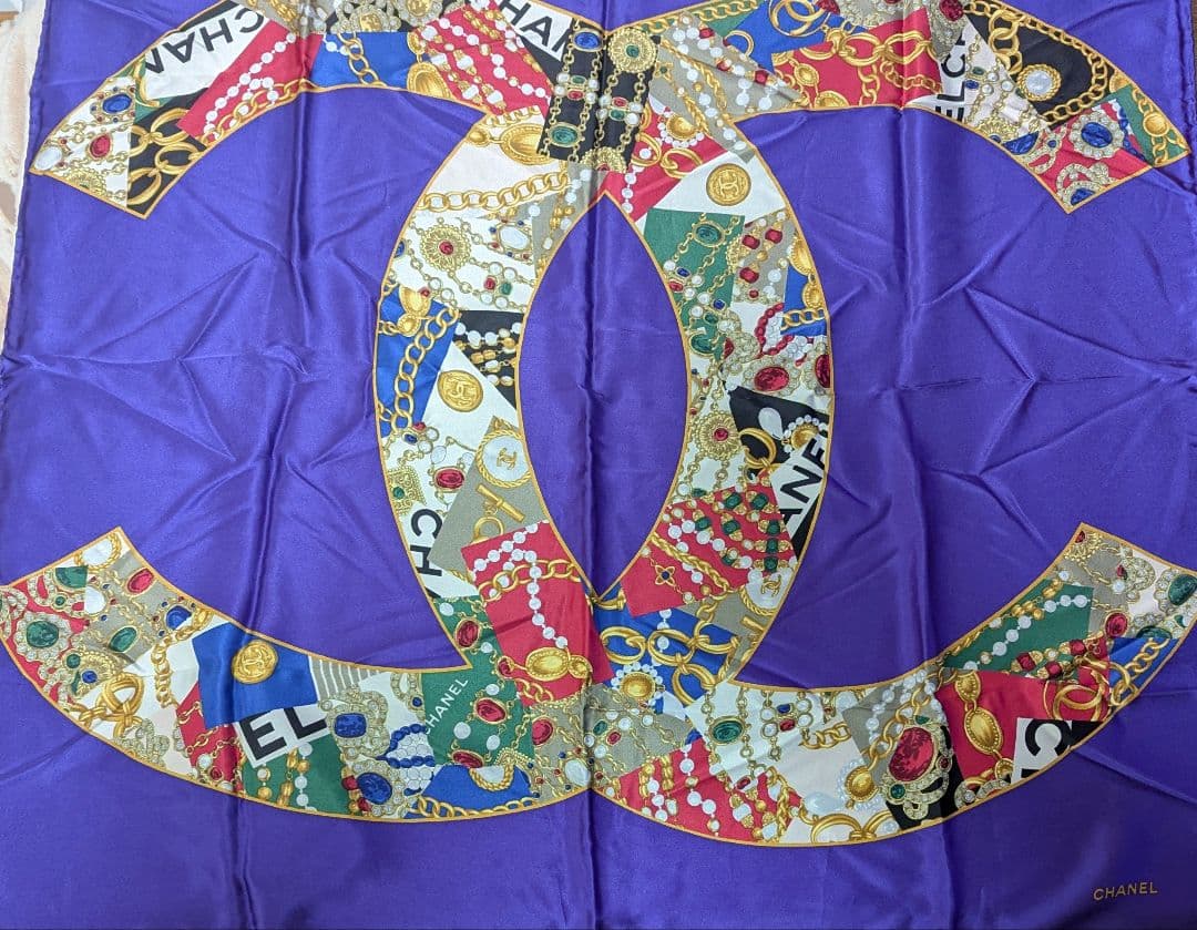 CHANEL 紫 シルク スカーフ CHANEL シルクスカーフ - メルカリ