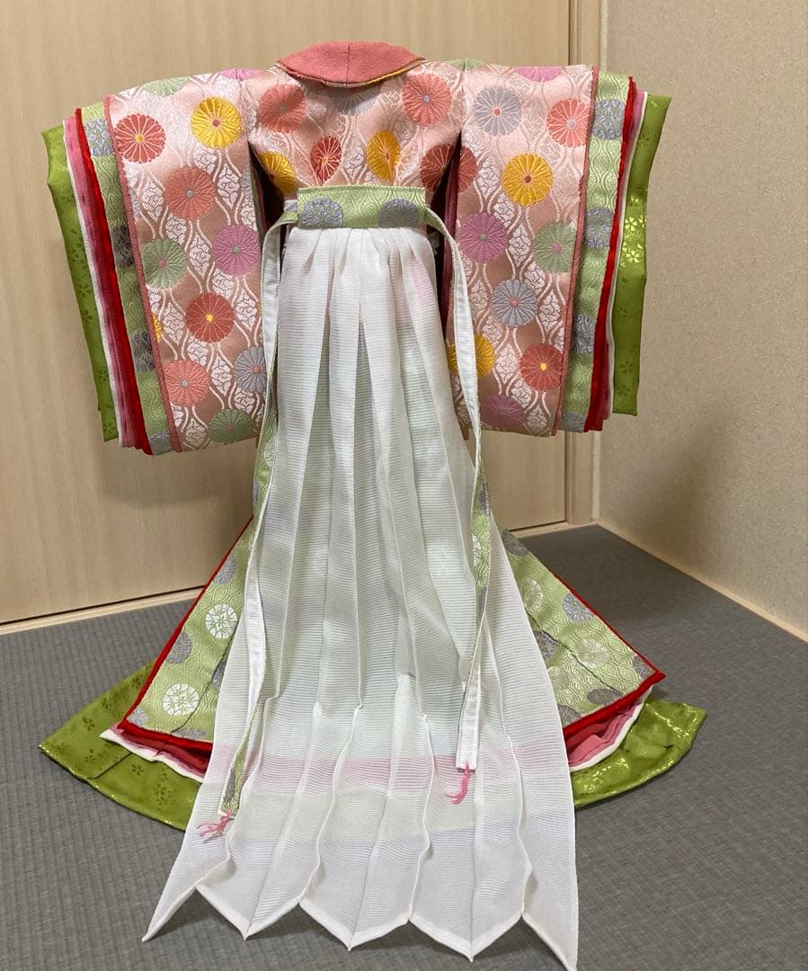 SDドール用着物　十二単衣 平安十二単風 紫の花模様（表着）【SD13・SD】 スーパー