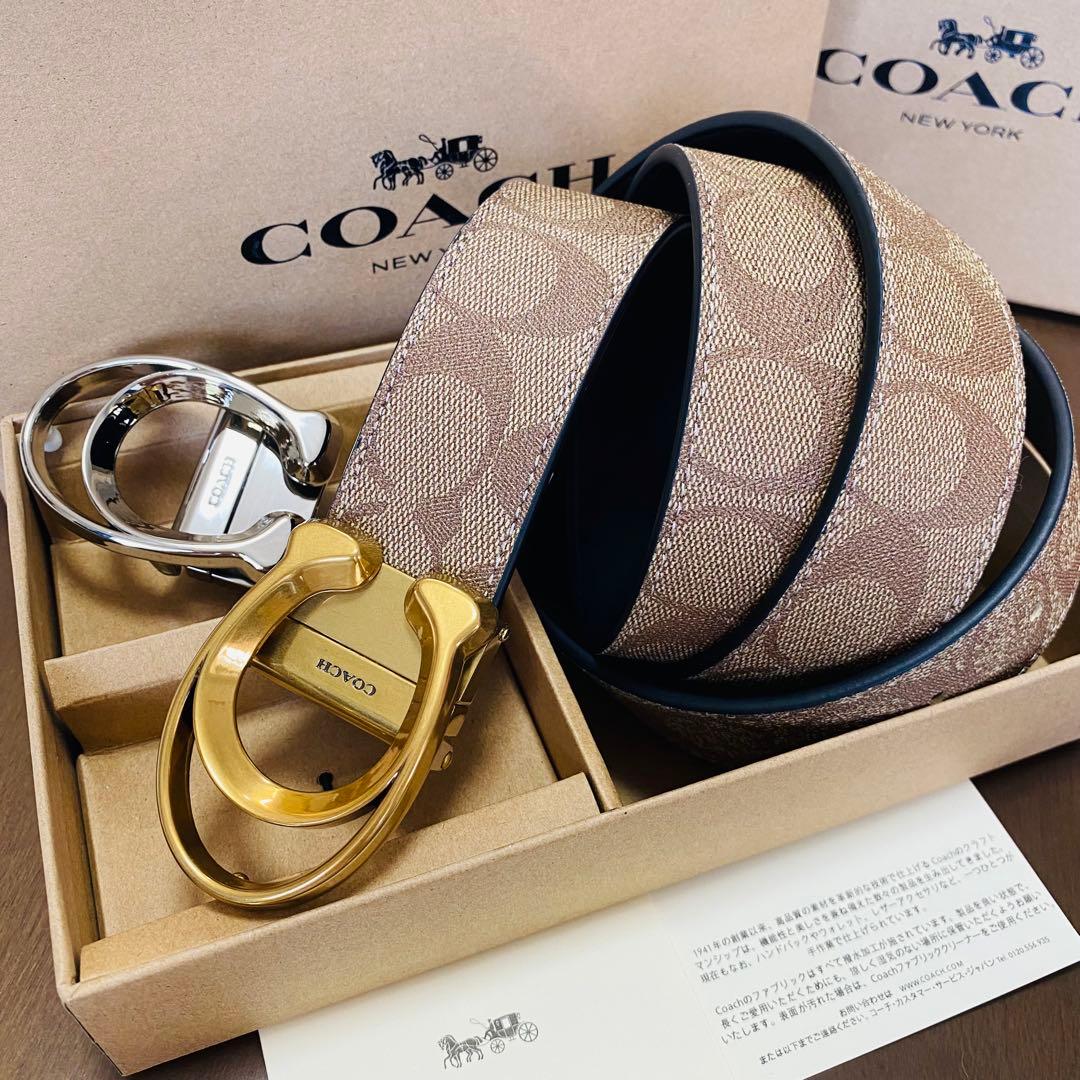 COACHコーチ新品正規品リバーシブルレザーベルト回転バックル - メルカリ