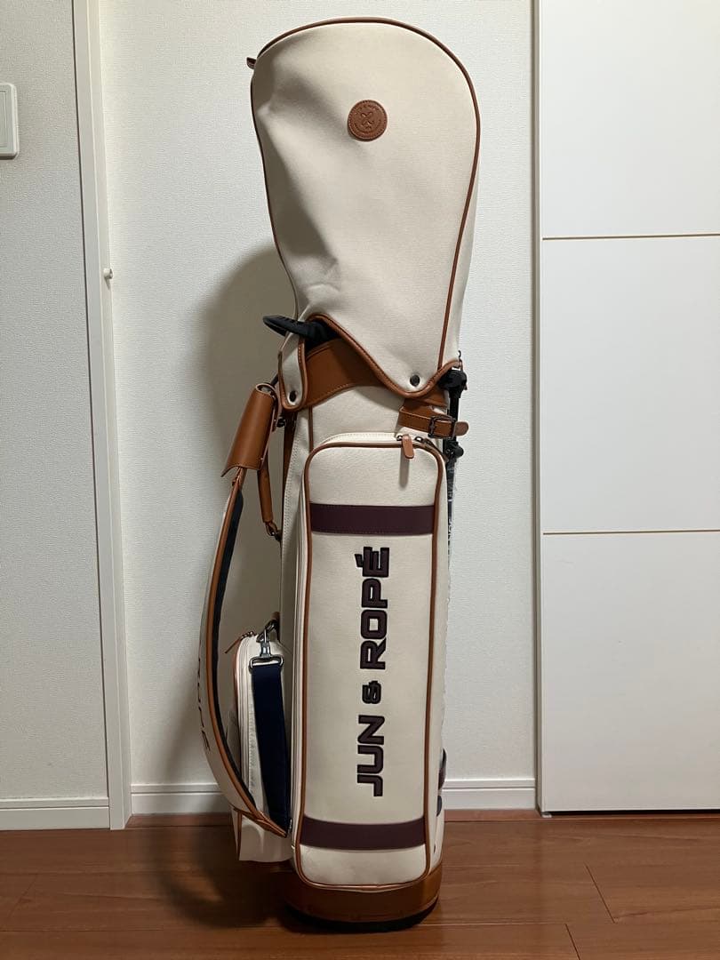 JUN & ROPE' キャディバッグ ベージュ 8.5型 46インチ対応+α 楽天市場】JUN＆ROPE 8.5型 カレッジロゴ 合皮コンビ使い ERX34200