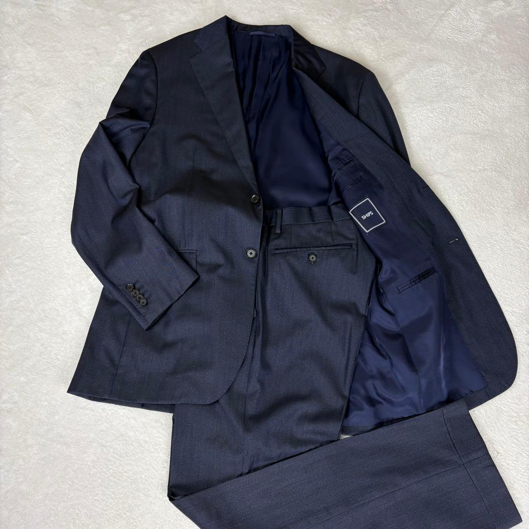美品　SHIPS ロロピアーナ　スーツ　セットアップ　2XL 52 美品✨ミツミネ✨ロロピアーナ Super130'S スーツセットアップ 濃紺