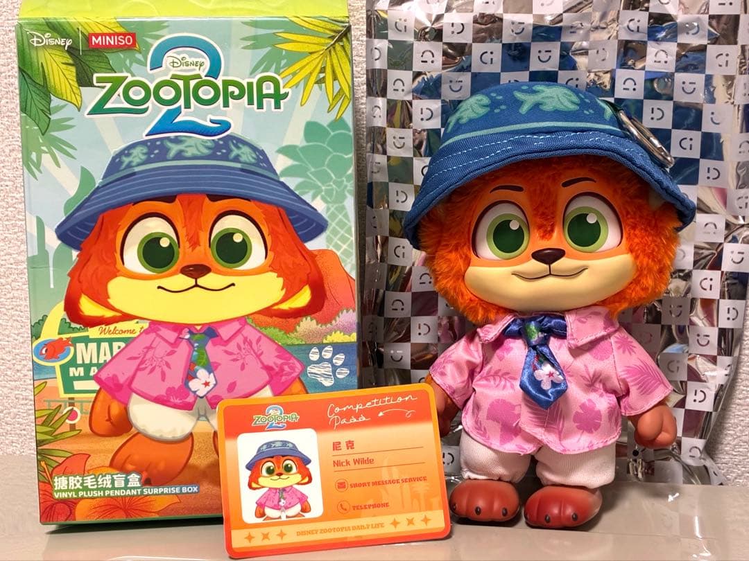 新作 ディズニー ズートピア2 MINISO ぬいぐるみキーホルダー ニック