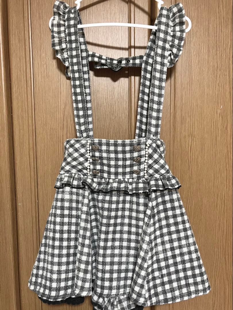 LIZLISA ギンガムツイードサスペンダー付きスカパン ㅤㅤㅤ -- 𝐑𝐞𝐬𝐭𝐨𝐤𝐞𝐝 -- #ギンガムツイードサスペンダー付