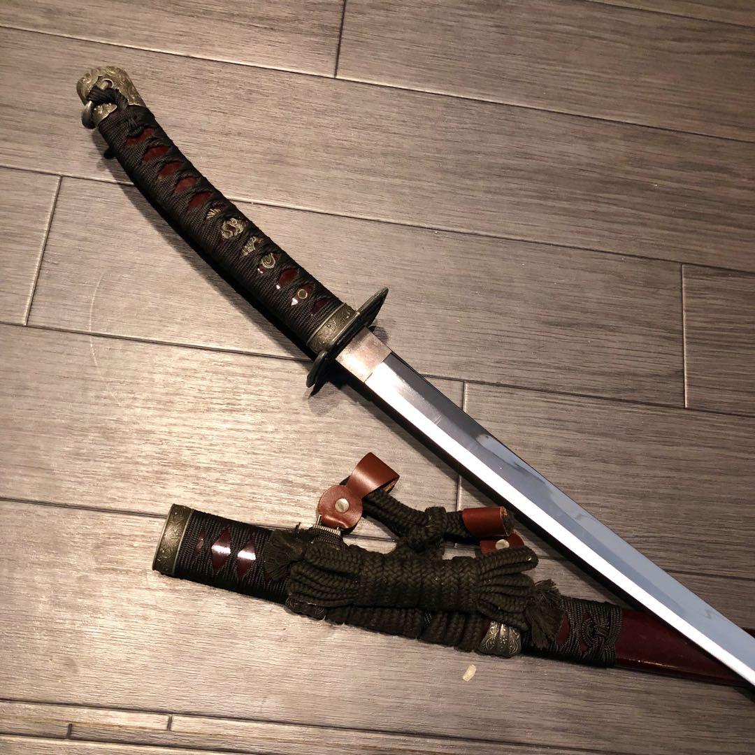 高級模造刀 日本軍拵え 居合刀 樋入刀身 合金刀身 朱拵え 重みあり