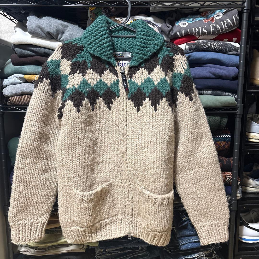 【美品】カナタ　カウチンニット　セーター　ジップアップ　ベージュ　カナダ製　現行 楽天市場】カウチンセーター（カウチンジャケット）｜KANATA社（カナタ