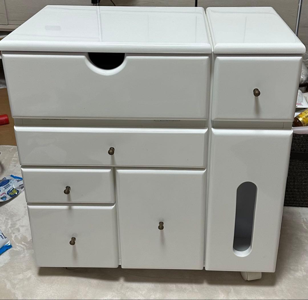 ホワイトドレッサー・鏡台　鏡面仕上げ ドレッサー 鏡台 一面鏡 幅58.5cm プリマ （ 奥行41cm スツール付き