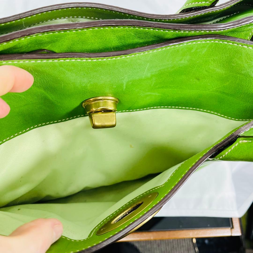 COACHコーチ グリーン マデリントートバッグ チャーム付き 11554P