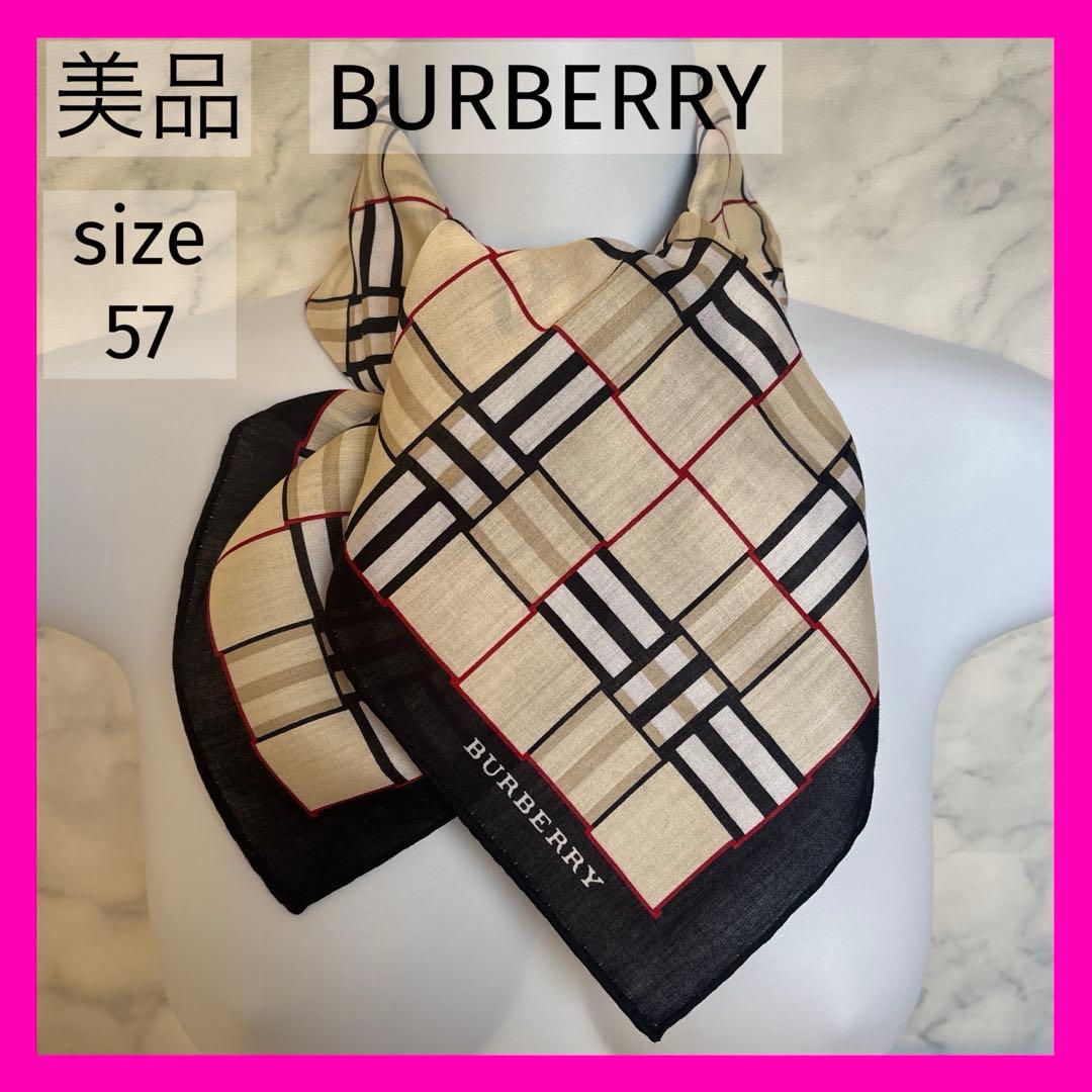 used】美品❗️BURBERRY チェック柄スカーフ 大判ハンカチ膝掛け