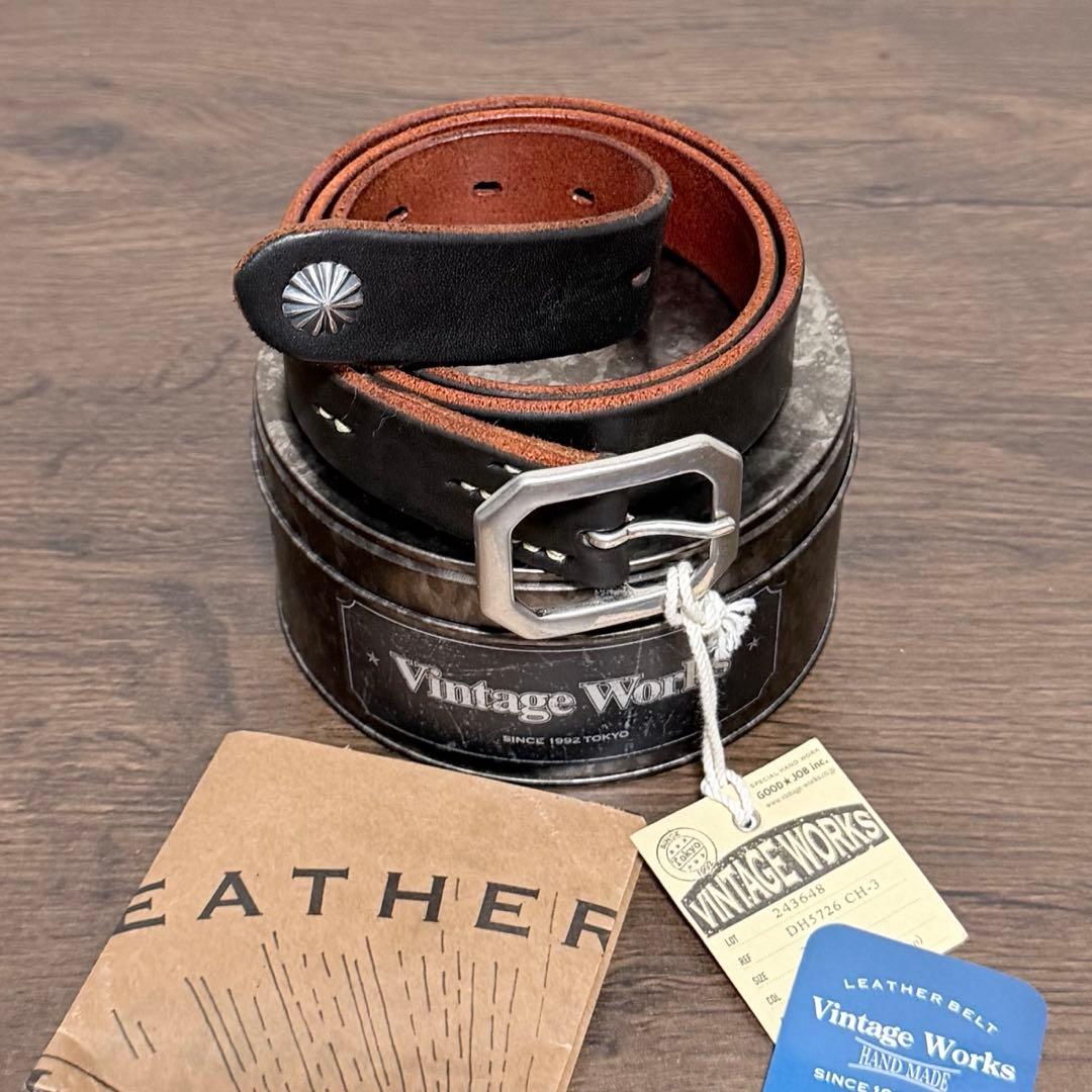 VintageWorks DH5726 CH-3 ブラックレザーベルト 即完売品 Vintage Works ヴィンテージワークス Leather belt 7Hole レザーベルト